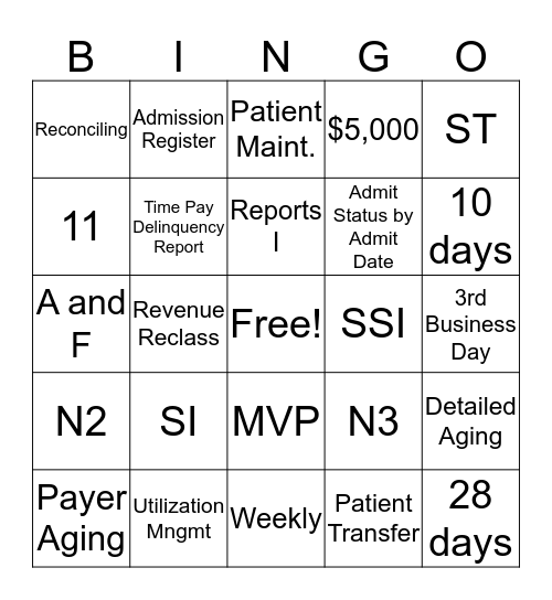 Business Office Bingo! Bingo Card