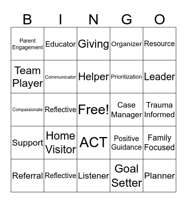 Family Service  Bingo Card