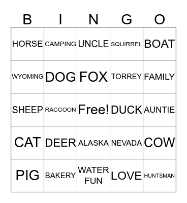 HUNTSMAN FAMILY REUNION Bingo Card
