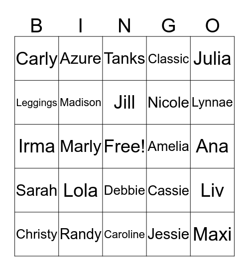 LulaRoe Kara Daley Bingo Card