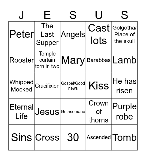 Jesus Loves You! Bingo Card