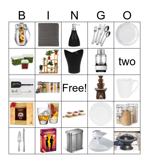 Roberta's Bridal Shower Bingo Card