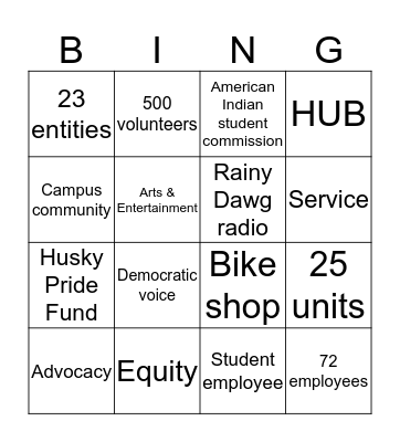 ASUW Bingo Card