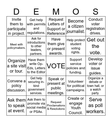 Democracy BINGO Card