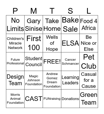 FUNraising Bingo Card