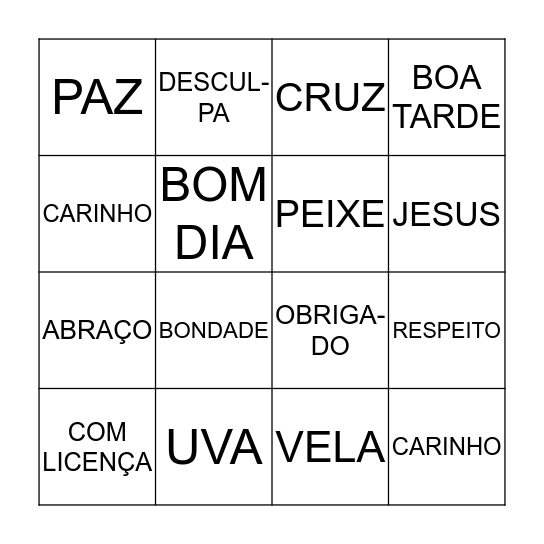 Páscoa e Palavras Mágicas Bingo Card