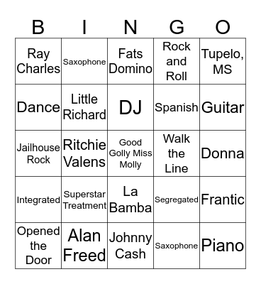 1950's Review! Bingo Card