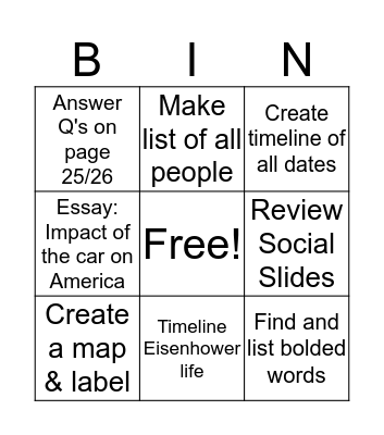 Social Studies  Bingo Card