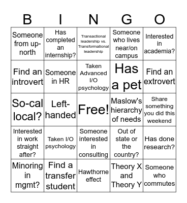 SIOP BINGO! Bingo Card
