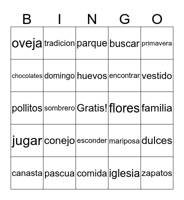 Dia de Pascua Bingo Card