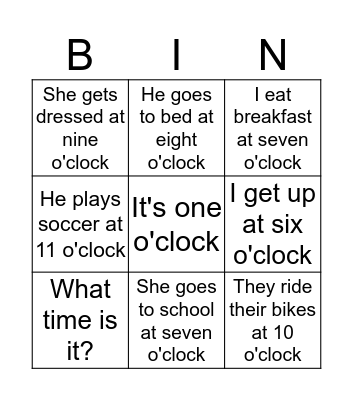 My day Bingo Card