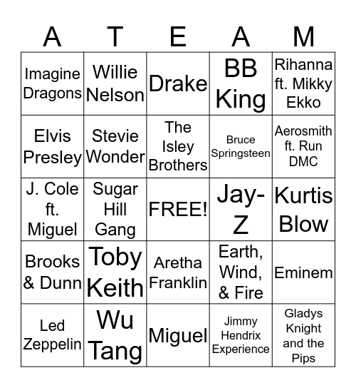 Music Bingo Card