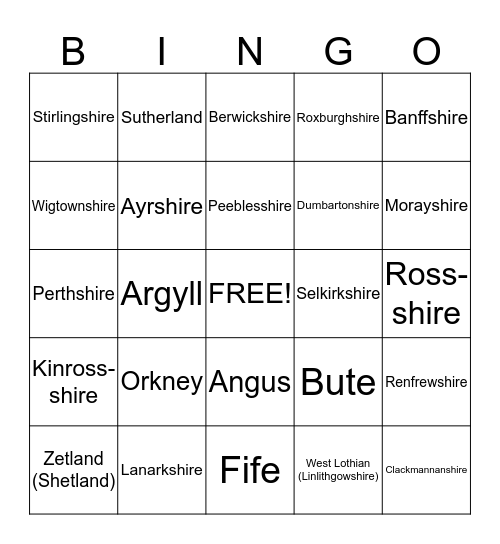 SCOTTISH BINGO Card