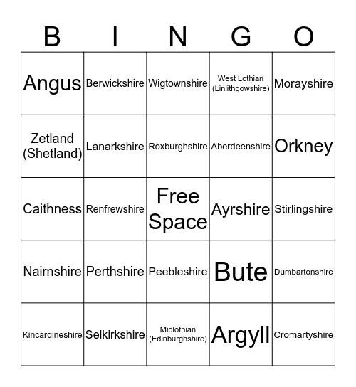 SCOTTISH BINGO Card