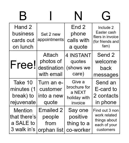 Generate Enquiry Bingo Card