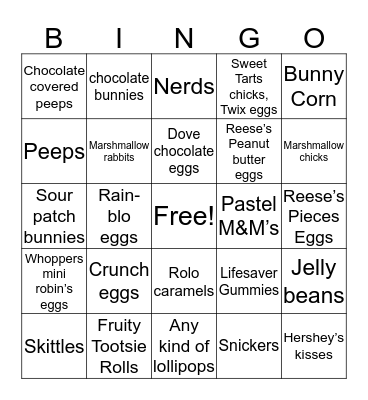Easter Bingo Card
