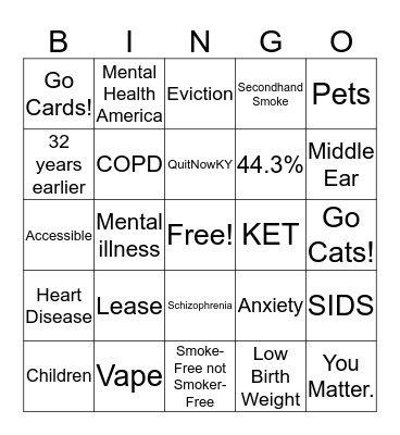 Smoke-Free Rule Bingo Card