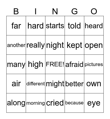 Grade 2 - Lessons 7-12 Bingo Card