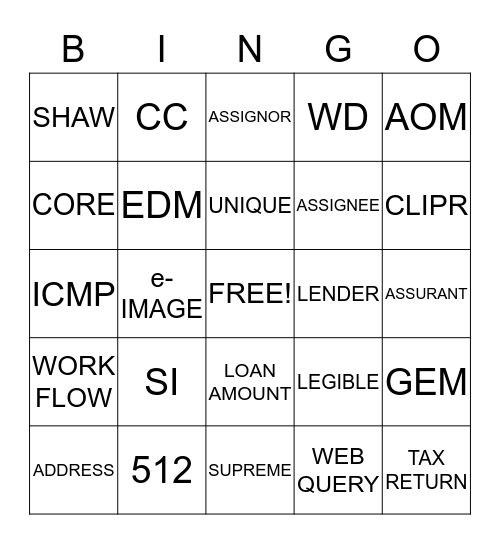 SAC Bingo Card