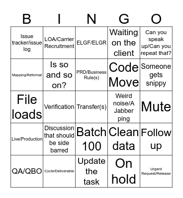:( Meeting :( Bingo Card