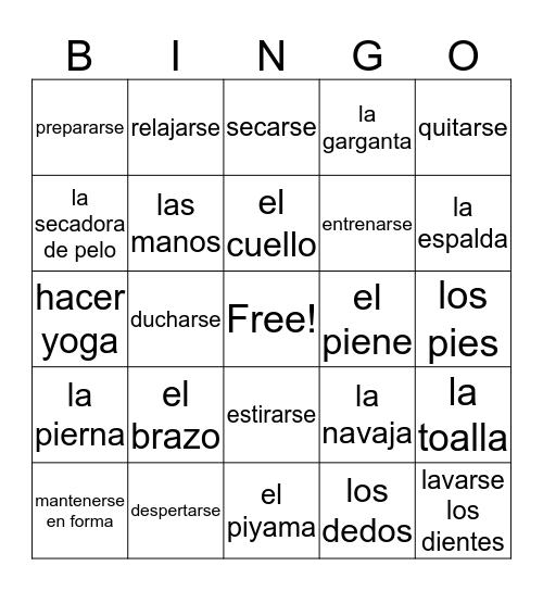 Daily Routine Bingo Card