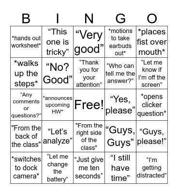 Beltar Bingo Card