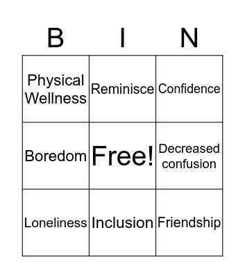 Importance of Leisure Activities Bingo Card