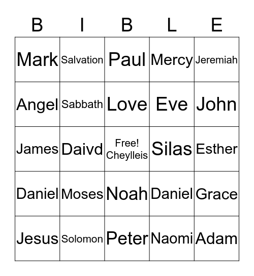 Bible Bingo Card