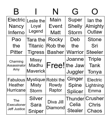 World Wide F.P.I. Bingo Card