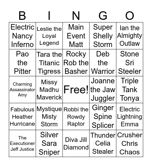 World Wide F.P.I. Bingo Card