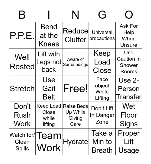 Rock Creek Safety Bingo  Bingo Card