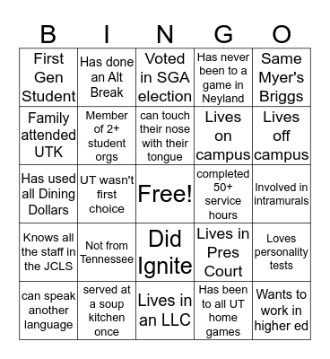 Emerging Leaders Bingo Card