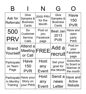 Scentsy January Bingo  Bingo Card