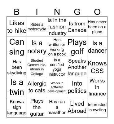 404 Fifth Ave People Bingo Card