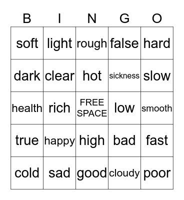Opposition Bingo Card