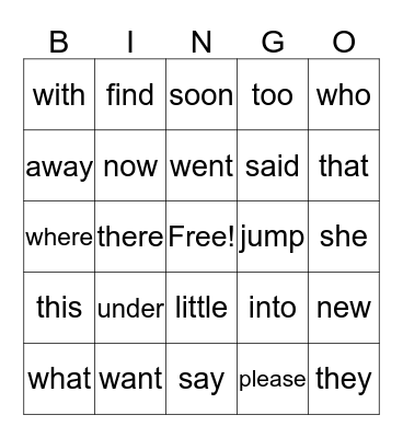 K - 4th Quarter Bingo Card