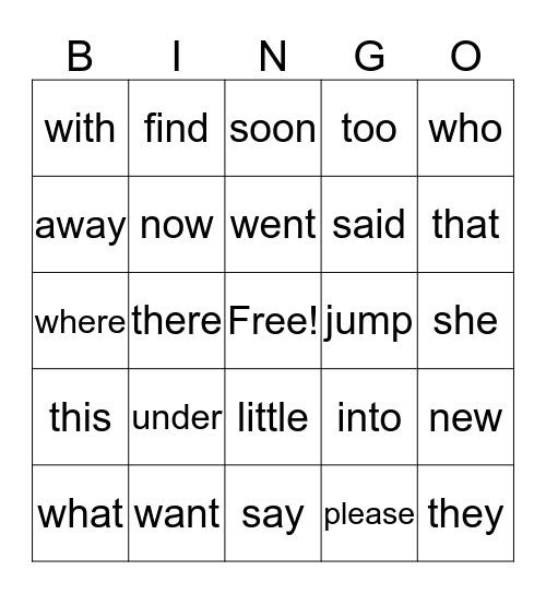 K - 4th Quarter Bingo Card