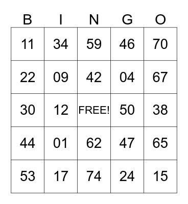 BIRTHDAY Bingo Card
