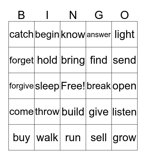 SPRING O Bingo Card