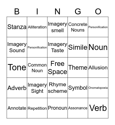 The Gambler Bingo Card