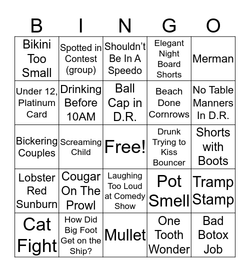 Wedding Cruise Bingo Card