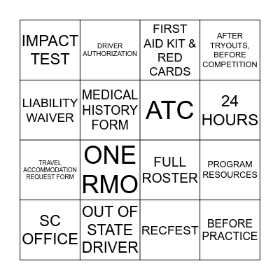 RMO BINGO Card