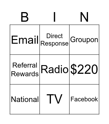 Marketing Bingo Card