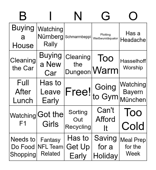 Fünf Bingo Card