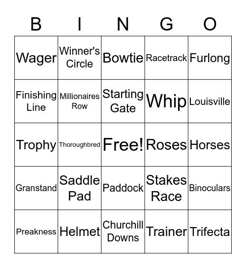 Derby Bingo Card