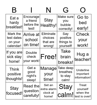 FSA Bingo Card