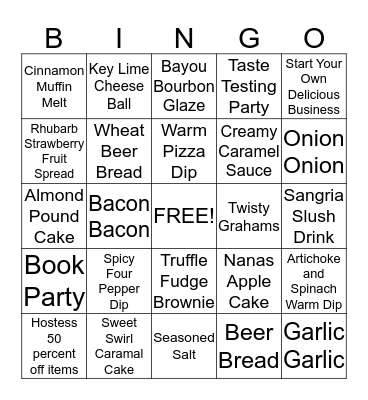 Tastefully Simple Bingo Card
