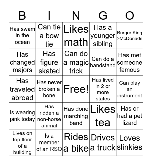 McIntyre Staff BINGO Card