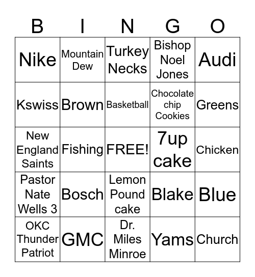 Ronald Wooden 60th Birthday 2014 Bingo Card