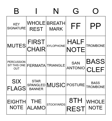 BAND BINGO Card